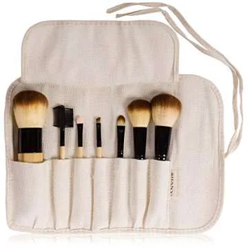 SHANY Bamboo Makeup Brush Set - Vegan Professional Makeup Brushes With Premium Synthetic Hair & Cotton Pouch for Easy Brush Storage - 7pc