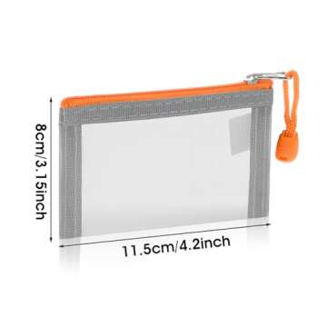 WLLHYF 5 Pack Mini Zipper Mesh Bags 3 x 4.5 Inch Nylon Makeup Organizer Portable Travel Cosmetic Pou...