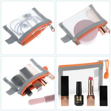 WLLHYF 5 Pack Mini Zipper Mesh Bags 3 x 4.5 Inch Nylon Makeup Organizer Portable Travel Cosmetic Pouch Kit Beauty Accessories Holder Bag (grey)