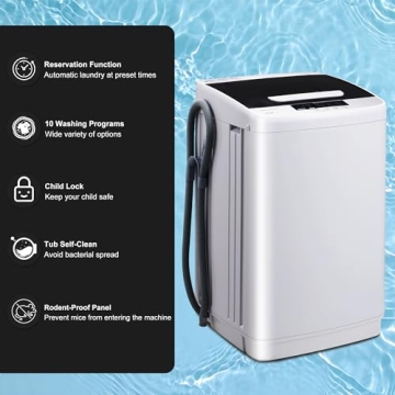 Portable Washing Machine with 10 Programs & LED Display
