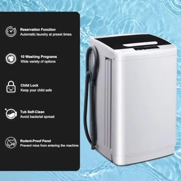 Portable Washing Machine with 10 Programs & LED Display