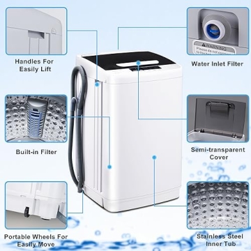 Portable Washing Machine with 10 Programs & LED Display