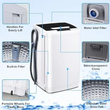 Portable Washing Machine with 10 Programs & LED Display