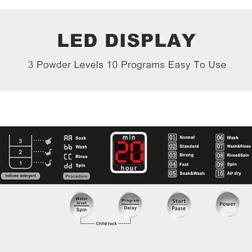 Portable Washing Machine with 10 Programs & LED Display