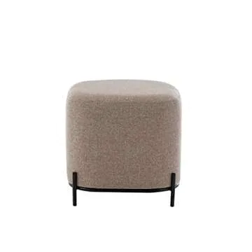 Wovenbyrd Modern Square Ottoman Footstool with Metal Base Legs, 17-Inch by 17-Inch, Light Brown Fabric
