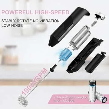Double Whisk Milk Frother, Handheld Electric Blender stick, Drink Mixer with Food Grade Stainless Steel Stirrer, Battery Operated Foam Maker for Coffee, Cappuccino, Matcha,Hot Chocolate Latte, in Pink