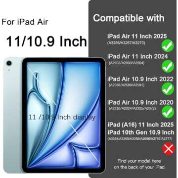 Akkerds Compatible with iPad Air 6th Generation 11 Inch Case M2 2024, for iPad Air 5th/4th Generatio...