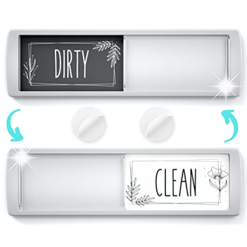Stylish Dishwasher Magnet Clean Dirty Sign - 2 by 7 Inch - Ideal Clean Dirty Magnet for Dishwasher -...