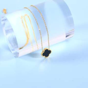 BEAIG Elegant Four Leaf Clover Necklace for Lucky Charm