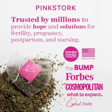 Pink Stork Postpartum Recovery Herbal Tea, Organic Red Raspberry Leaf with Chamomile, Hormone Balance for Women After Labor and Delivery, Strawberry Passion, Hot or Iced, Caffeine-Free, 15 Sachets