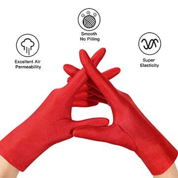 Elegant Red Satin Stretch Gloves for Weddings and Parties