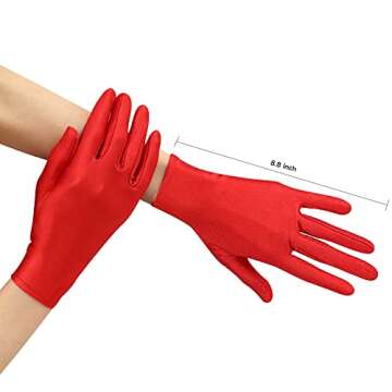 Elegant Red Satin Stretch Gloves for Weddings and Parties
