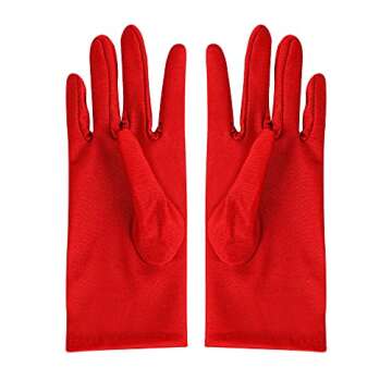 Elegant Red Satin Stretch Gloves for Weddings and Parties