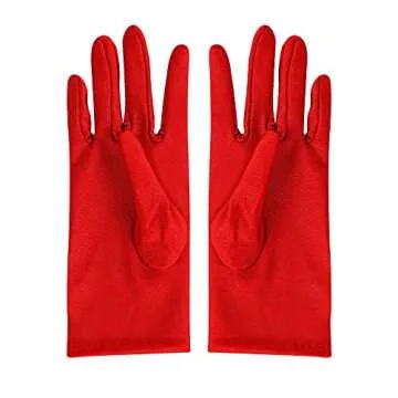 Elegant Red Satin Stretch Gloves for Weddings and Parties