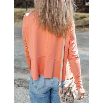 Dokotoo Womens Tops Long Sleeve Shirts for Women Workout Tops for Women Fall Fashion Clothes 2024 Athletic Running Crop Tops Going Out Tops Tshirts T Shirts for Women Pink