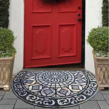 ubdyo Unique Stylish Front Door Mat - Low Pile Easy Fit Doormat - Muddy Dirt Trapping Welcome Mat, H...