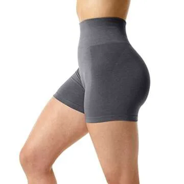 Unthewe Workout Butt Lifting Shorts for Women High Waisted Seamless Gym Yoga Booty Shorts(U526-Scrunch Dark Grey-S)