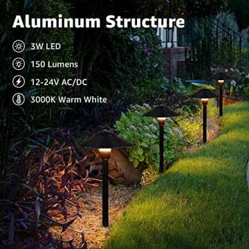 SUNVIE LED Landscape Lights Low Voltage Pathway Lights 3W 12-24V Landscape Lighting Aluminum Landsca...