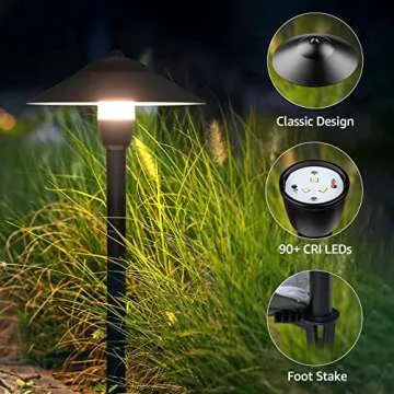SUNVIE LED Landscape Lights Low Voltage Pathway Lights 3W 12-24V Landscape Lighting Aluminum Landscape Path Lights 3000K Waterproof Landscaping Lights for Garden Walkway Yard ETL Listed Cord, 8 Pack