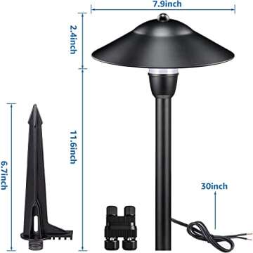 SUNVIE LED Landscape Lights Low Voltage Pathway Lights 3W 12-24V Landscape Lighting Aluminum Landscape Path Lights 3000K Waterproof Landscaping Lights for Garden Walkway Yard ETL Listed Cord, 8 Pack