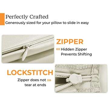 Sleep Mantra 100% Mulberry Silk Pillowcase for Hair and Skin Health, Hidden Zipper, 22 Momme, Both Sides Smooth, Breathable and Natural, Machine Washable, (King, Natural White)