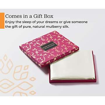 Sleep Mantra 100% Mulberry Silk Pillowcase for Hair and Skin Health, Hidden Zipper, 22 Momme, Both Sides Smooth, Breathable and Natural, Machine Washable, (King, Natural White)