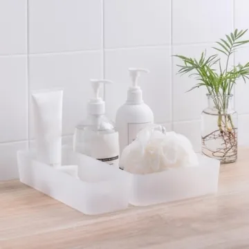 Poeland 5 Pcs Drawer Organizer Tray Storage Box for Bedroom Nightstand Drawer Dresser Bathroom Kitchen Drawer, Frosted