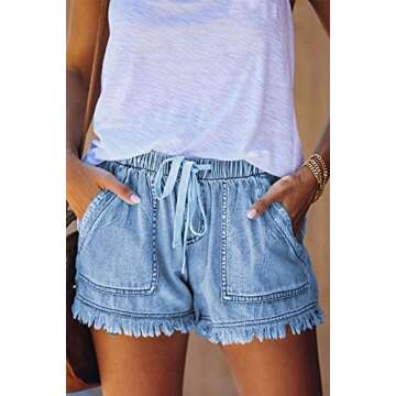 YOCUR High Waisted Drawstring Jean Shorts for Women – Trendy & Comfortable Casual Fit