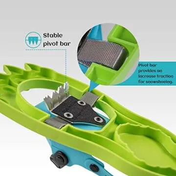 G2 16 Inch Kids Snowshoes Set with Trekking Poles, Snow Baskets, Storage Bag, Fast Ratchet Binding Design, for Child Youth Boys and Girls (Green)