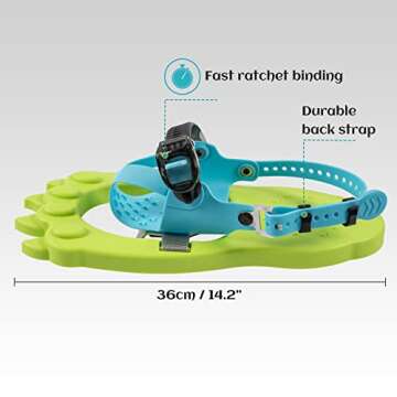 G2 16 Inch Kids Snowshoes Set with Trekking Poles, Snow Baskets, Storage Bag, Fast Ratchet Binding Design, for Child Youth Boys and Girls (Green)