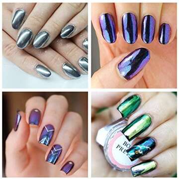 Born Pretty 8 Box Shinning Mirror Nail Glitter Powder Gorgeous Nail Art Chrome Pigment Glitters 8 Colors