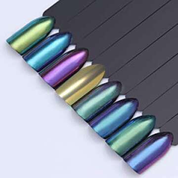 Born Pretty 8 Box Shinning Mirror Nail Glitter Powder Gorgeous Nail Art Chrome Pigment Glitters 8 Colors