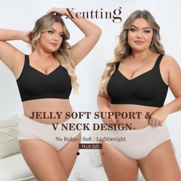 Xcutting Women's Bras T-Shirt Bra Wirefree Bras for Women Full Coverage No Underwire Everyday Bras Comfortable Bras for Sagging Breasts(Black,Medium)