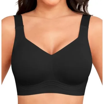 Xcutting Women's Bras T-Shirt Bra Wirefree Bras for Women Full Coverage No Underwire Everyday Bras Comfortable Bras for Sagging Breasts(Black,Medium)