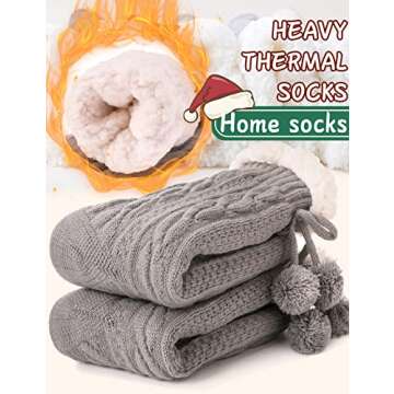 Fuzzy Socks for Women Slipper Fluffy Cozy Cabin Winter Warm Soft Fleece Comfy Thick Christmas Socks Grips Non Slip Stocking Stuffers for Women Teen Girls Wife Christmas Birthday Gifts(Ball Grey)