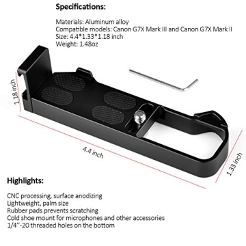Camera Extension Base Plate for Canon G7X Mark III and II