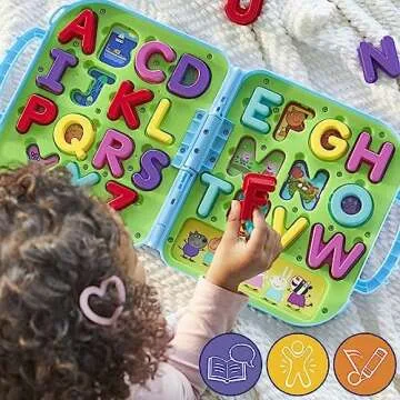 Peppa Pig Peppa’s Alphabet Case, ABC Learning Toys, Puzzle Preschool Games for Classroom, Back to School Gifts for Kids, Ages 3+