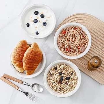 HVH Ceramic Pot Pie Pans Set of 6, 6 Inch Pie Pan, Mini Pie Tins for Dessert Kitchen, Non-Stick Pot Pie Dishes with Ruffled Edge, Pot Pie Baking Dishes, Farmhouse Style (White)