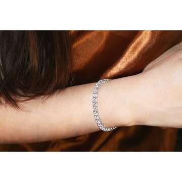 ARAIYA FINE JEWELRY 14K White Gold Round-shape Lab Grown Diamond Tennis Bracelet (7 cttw, E-F Color, VS1 Clarity) 7"