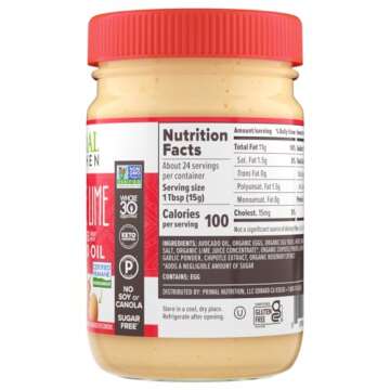 Primal Kitchen Chipotle Lime Mayo made with Avocado Oil, Whole30 Approved, Certified Paleo, and Keto...