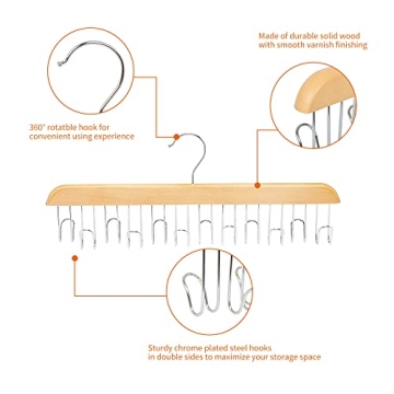 Amazon Basics Wooden Belt Hanger - Natural 2-Pack