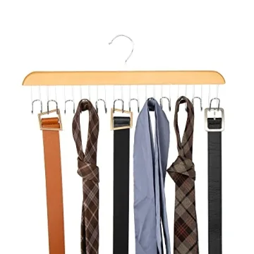 Amazon Basics Wooden Belt Hanger - Natural 2-Pack