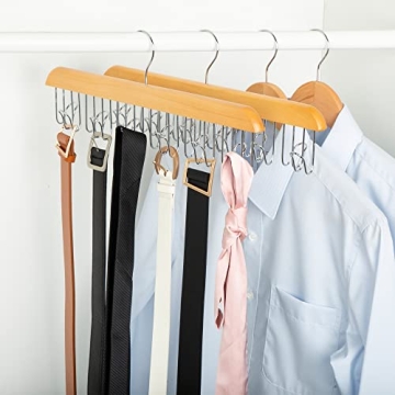 Amazon Basics Wooden Belt Hanger - Natural 2-Pack