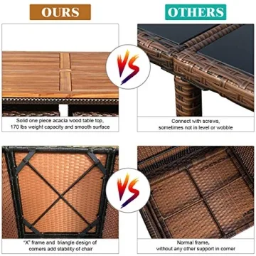 Durable Tangkula 9 Piece Acacia Wood Dining Set