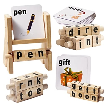 bc babycare Wooden Reading Blocks for Spelling & Learning Fun