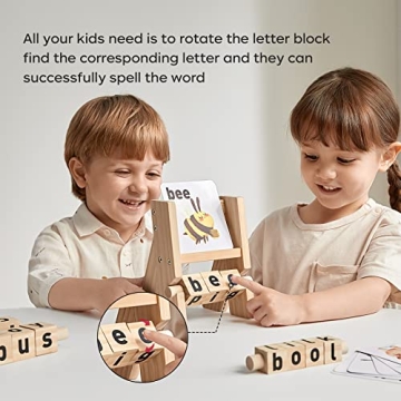 bc babycare Wooden Reading Blocks for Spelling & Learning Fun