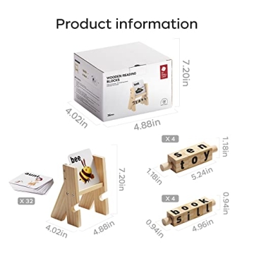 bc babycare Wooden Reading Blocks for Spelling & Learning Fun