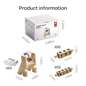 bc babycare Wooden Reading Blocks for Spelling & Learning Fun