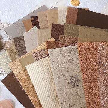 Aromoty 30 sheets A5 Large Textured Scrapbook Paper&Mesh Fabric set - Handmade Craft Mulberry Specia...