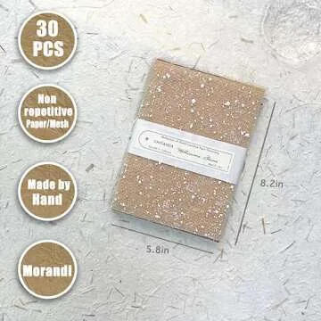 Aromoty 30 sheets A5 Large Textured Scrapbook Paper&Mesh Fabric set - Handmade Craft Mulberry Special Paper Mix for Scrapbooking Junk Journaling Supplies Card DIY Materials Collage, 5.8x8.2 Inches